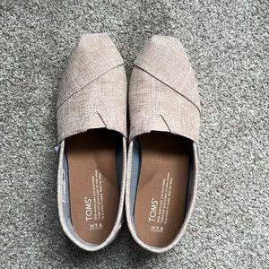 TOMS. Worn once. Size 7.5. Light pink with subtle sparkle.